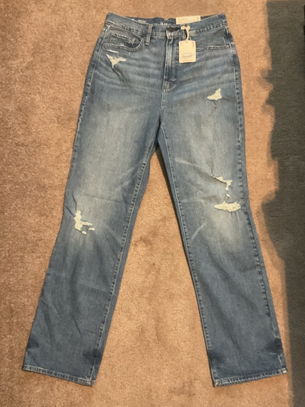 a.n.a Women's Straight Leg Distressed Jeans - Light Blue